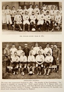 The English Rugby Team in 1871 and Association Football representatives in 1895, photographs from The Times